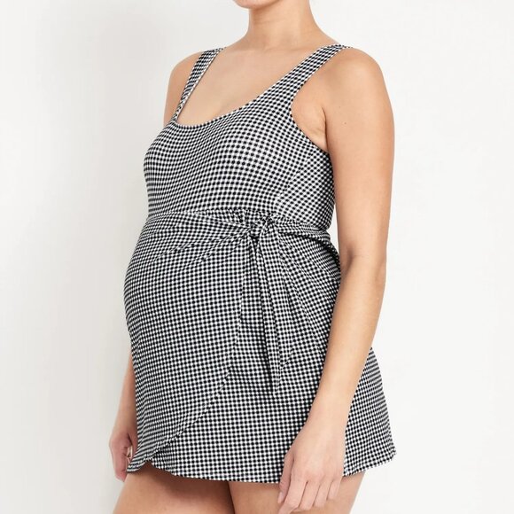 Maternity Classic Wrap Pique Swim Dress - Picture 1 of 6